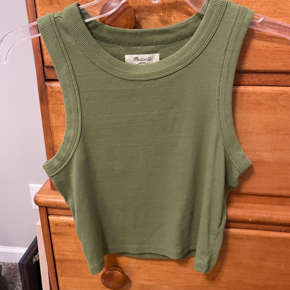 Madewell Brightside Crop Women's Green Tank Small